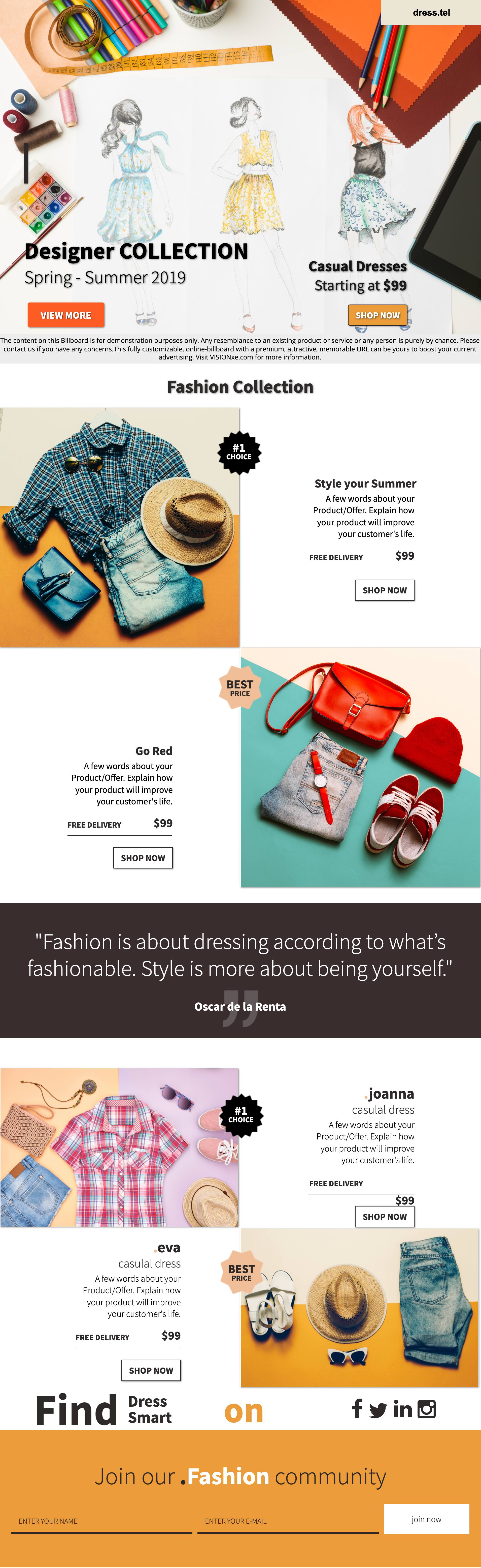 Online Billboard sample for Dress.tel