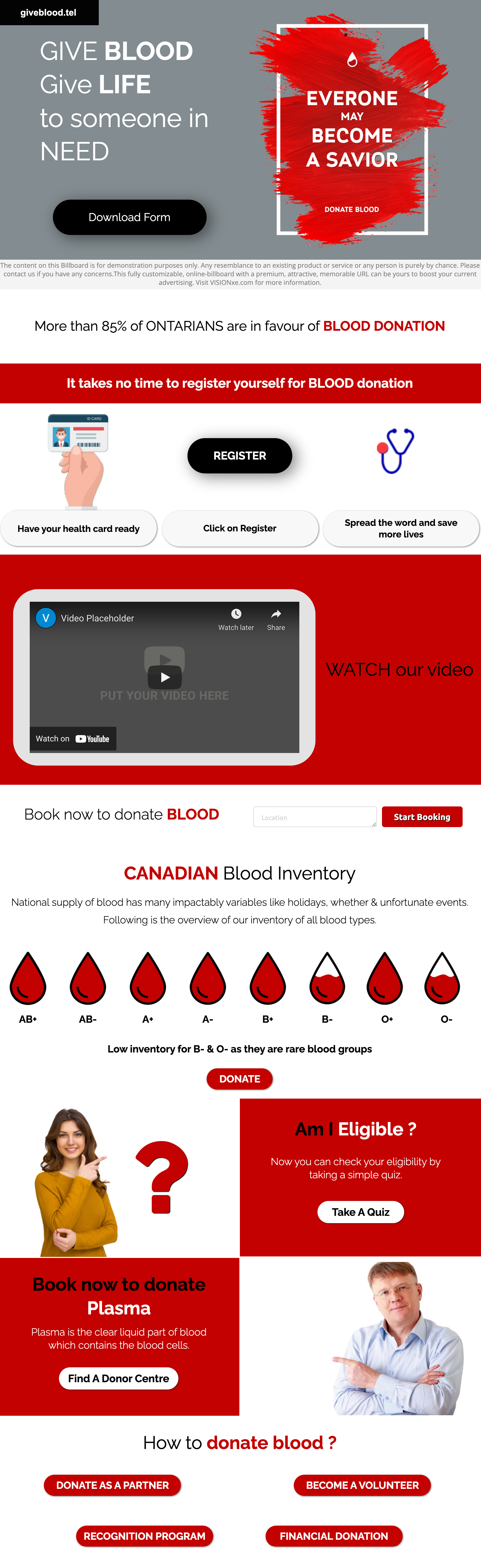 Online Billboard sample for GiveBlood.tel