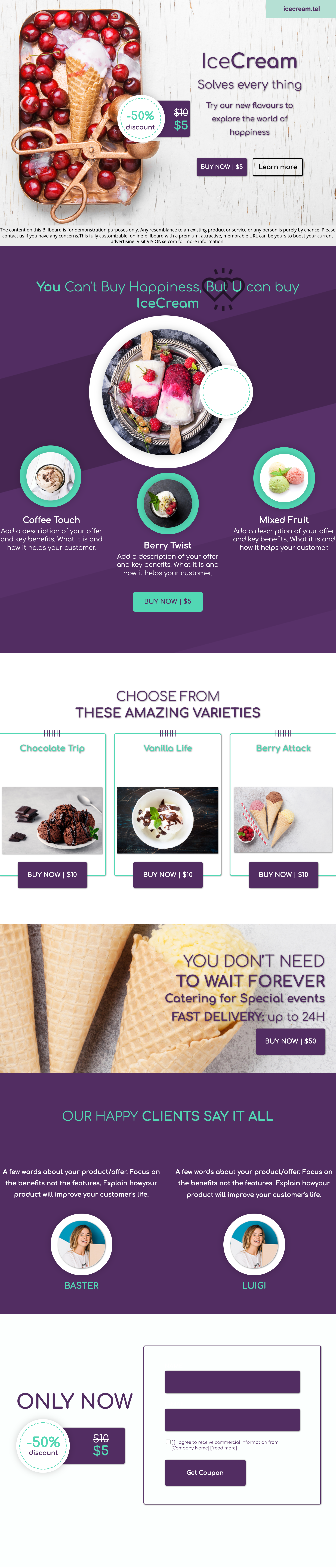 Online Billboard sample for icecream.tel